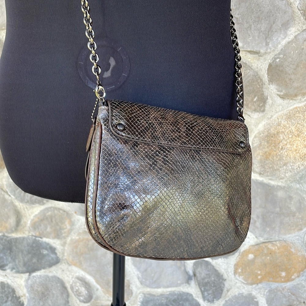 Coach Kristen python gunmetal petite crossbody / clutch bag - Picture 3 of 16